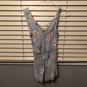 light blue floral romper